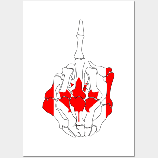 Skeleton Middle Finger Canada Flag Posters and Art